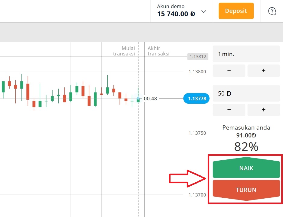 Tombol NAIK atau TURUN