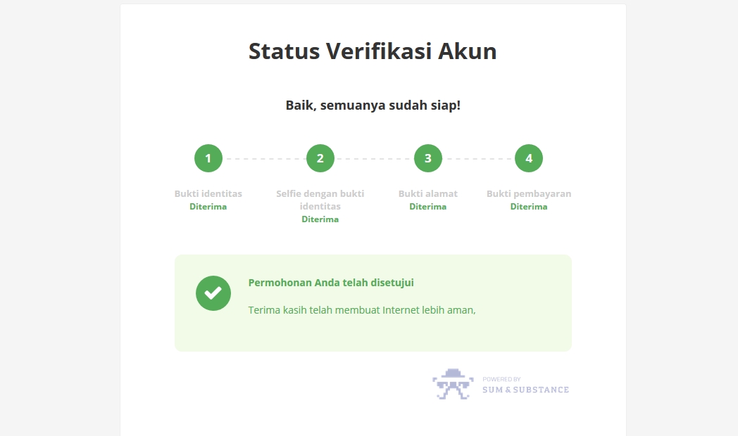 Akun Olymp Trade telah diverifikasi