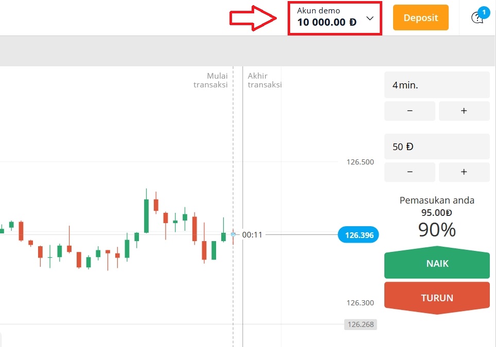 Bermain demo di Olymp Trade