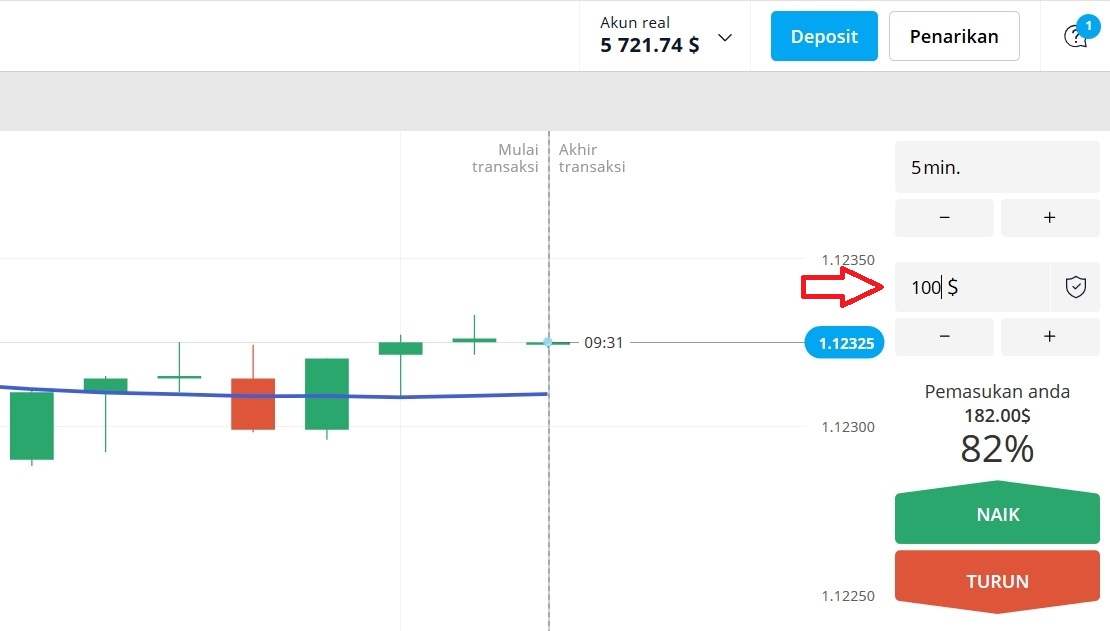 Pilih jumlah uang yang ingin Anda investasikan